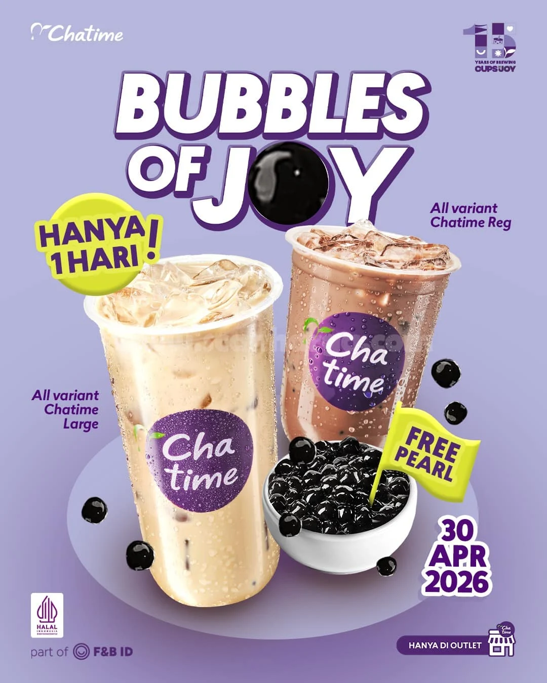 Chatime Tawarkan Gratis Pearl di Bubble Tea Day 30 April