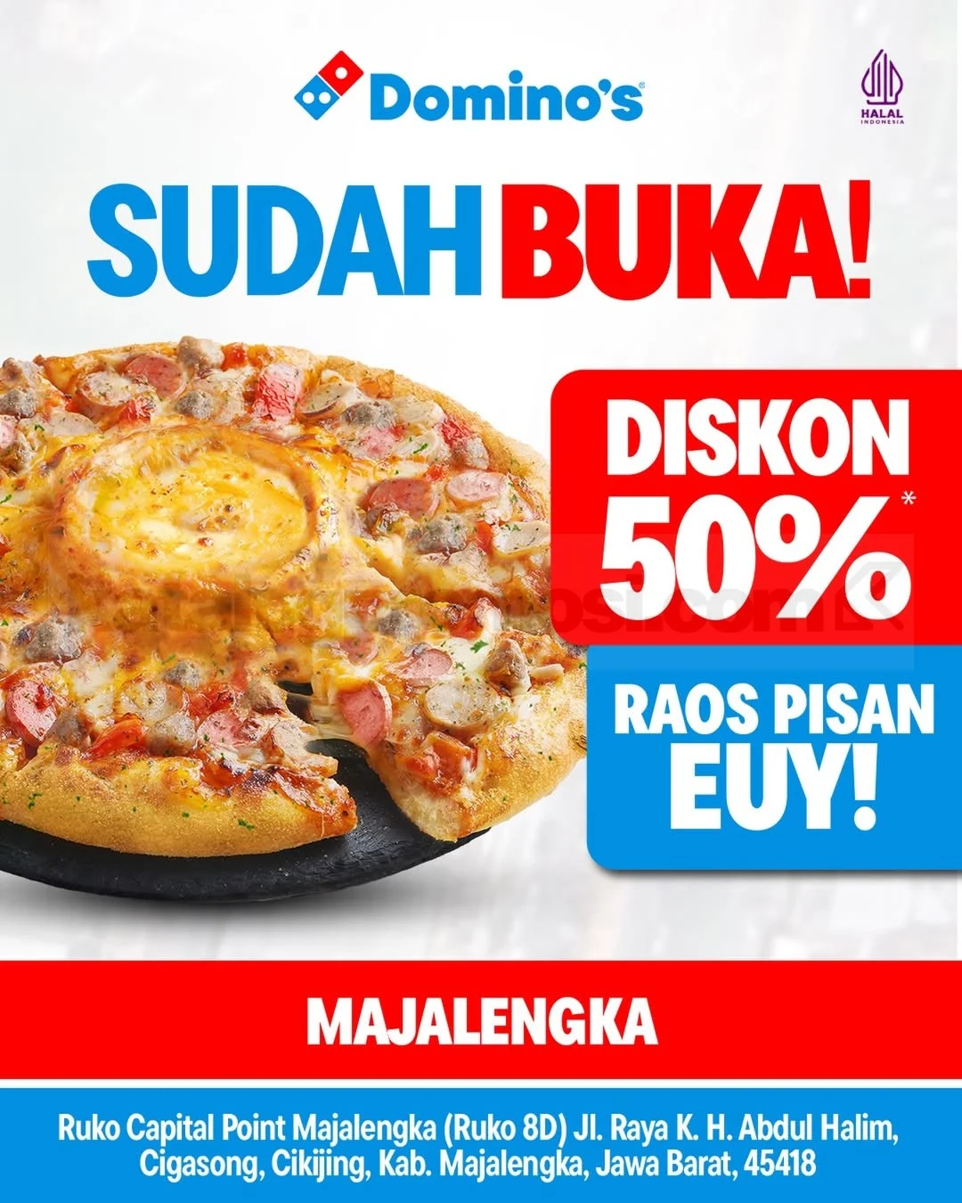 Domino's Pizza Majalengka Buka, Diskon 50% Menggoda!