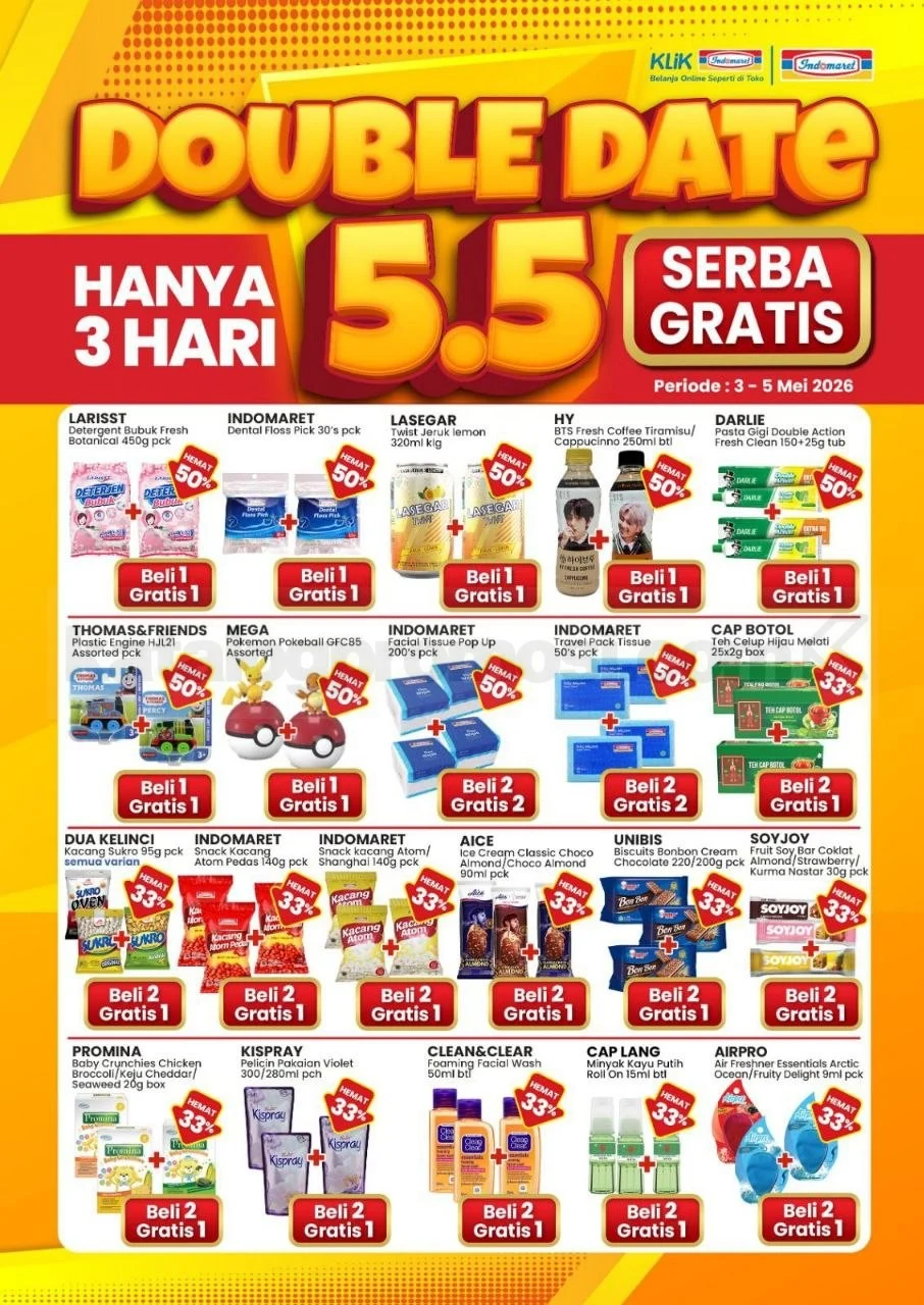 Indomaret Gelar Promo Double Date 5.5: Beli 1 Gratis 1!