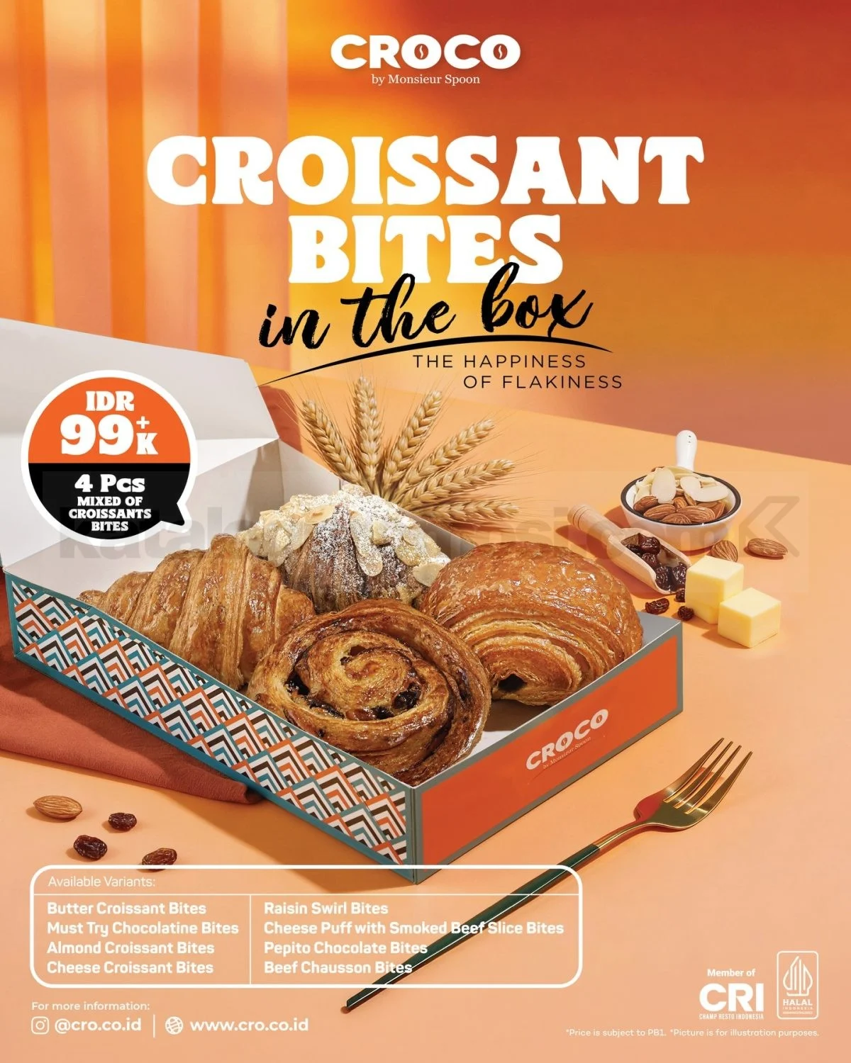 Promo CROCO by Monsieur Spoon: 4 Croissant Bites Cuma Rp99.000