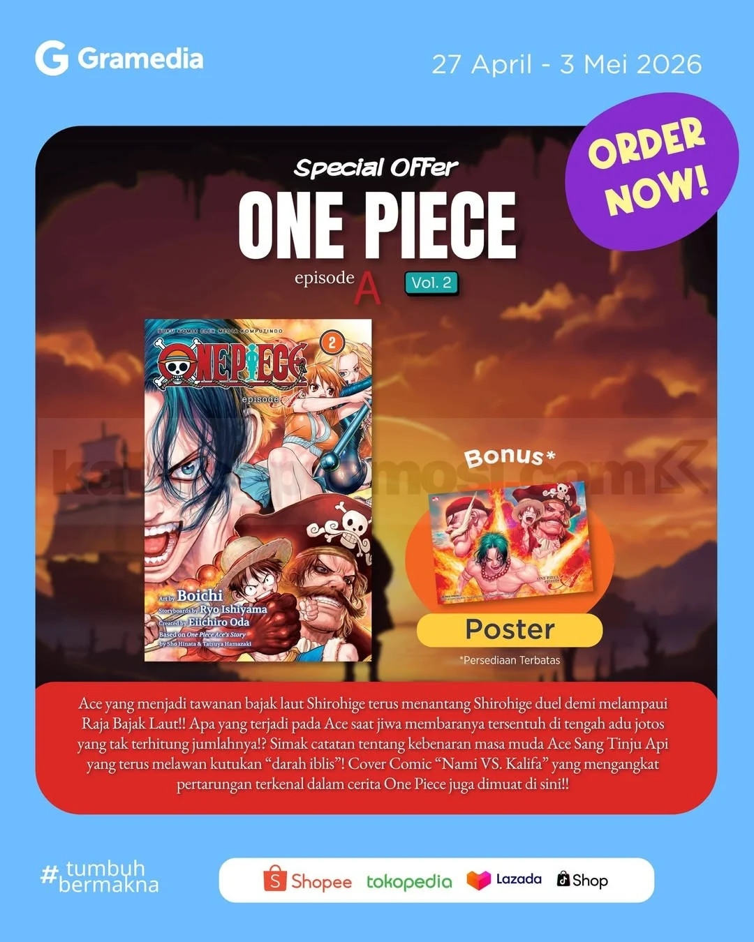 Promo Gramedia: One Piece Episode A Vol 2 Bonus Poster Spesial