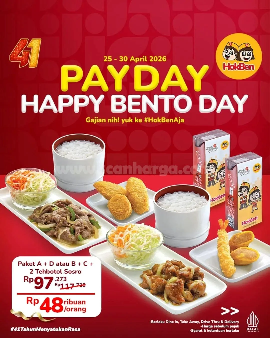 Promo HokBen Payday Happy Bento Day Mulai Rp 47 Ribuan.