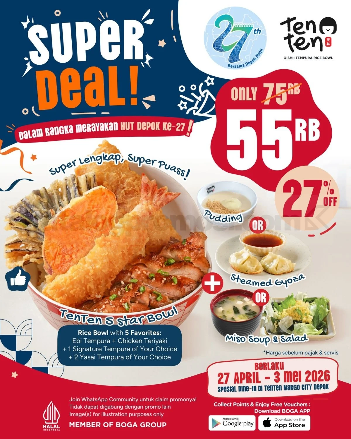 Promo HUT Depok ke-27: Paket Ten Ten 5 Star Bowl Cuma 55 Ribu