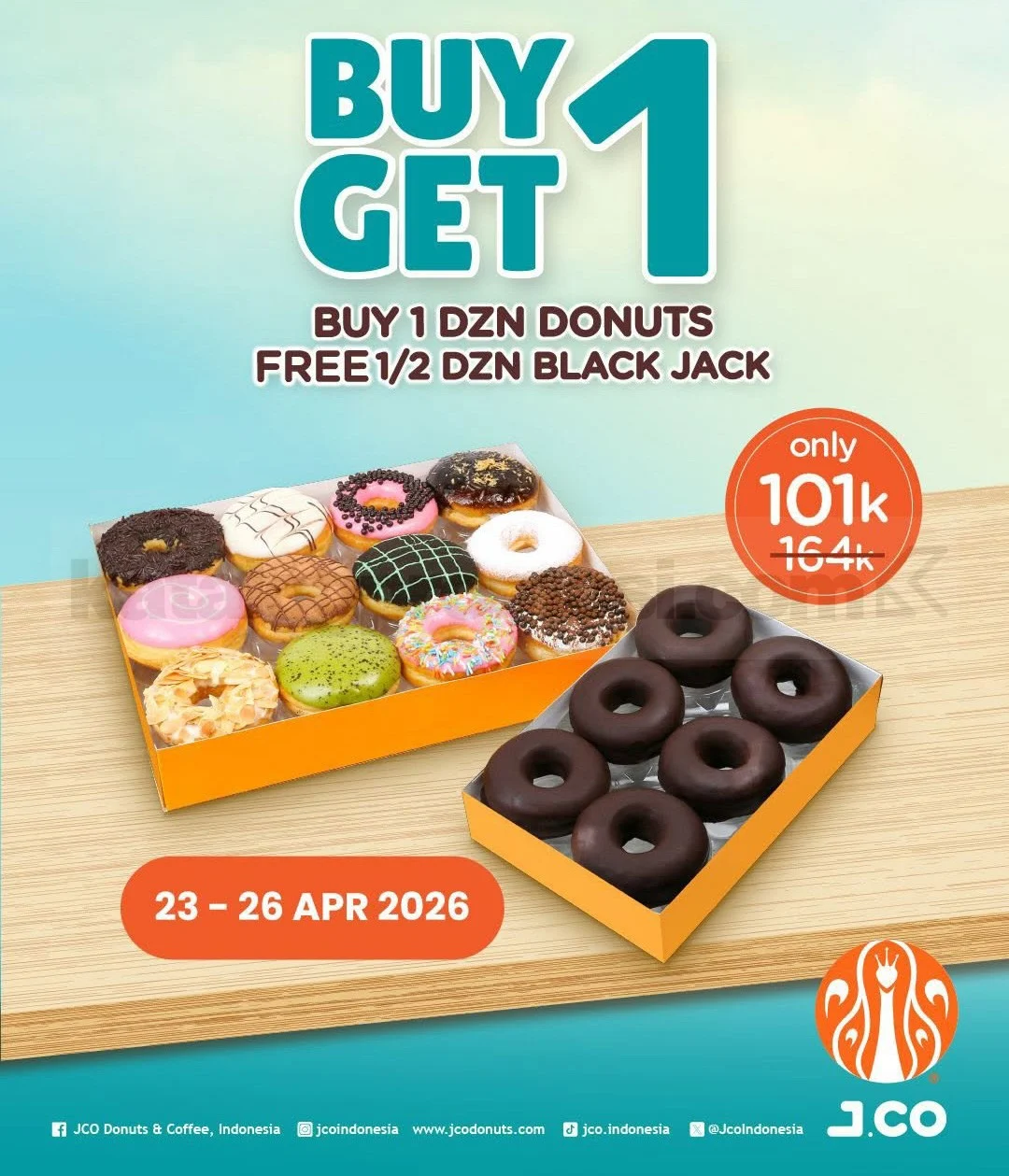 Promo JCO SMS: Beli 1 Lusin Gratis 1/2 Lusin Black Jack!