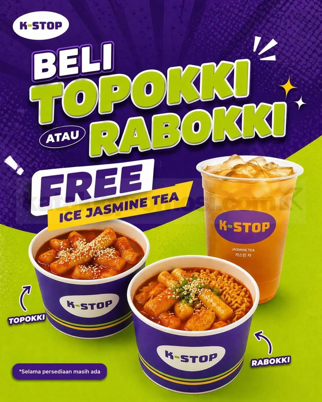 Promo K-Stop: Beli 1 Topokki/Rabokki Gratis Ice Tea!