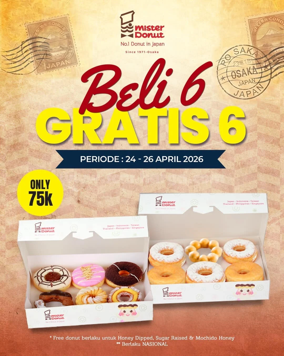 Promo Mister Donut Beli 6 Gratis 6 Cuma Rp 75 Ribu Saja