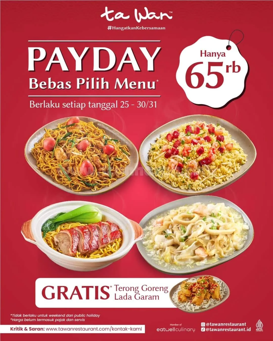 Promo Ta Wan Payday: Menu Rp 65.000 + Gratis Terong Goreng