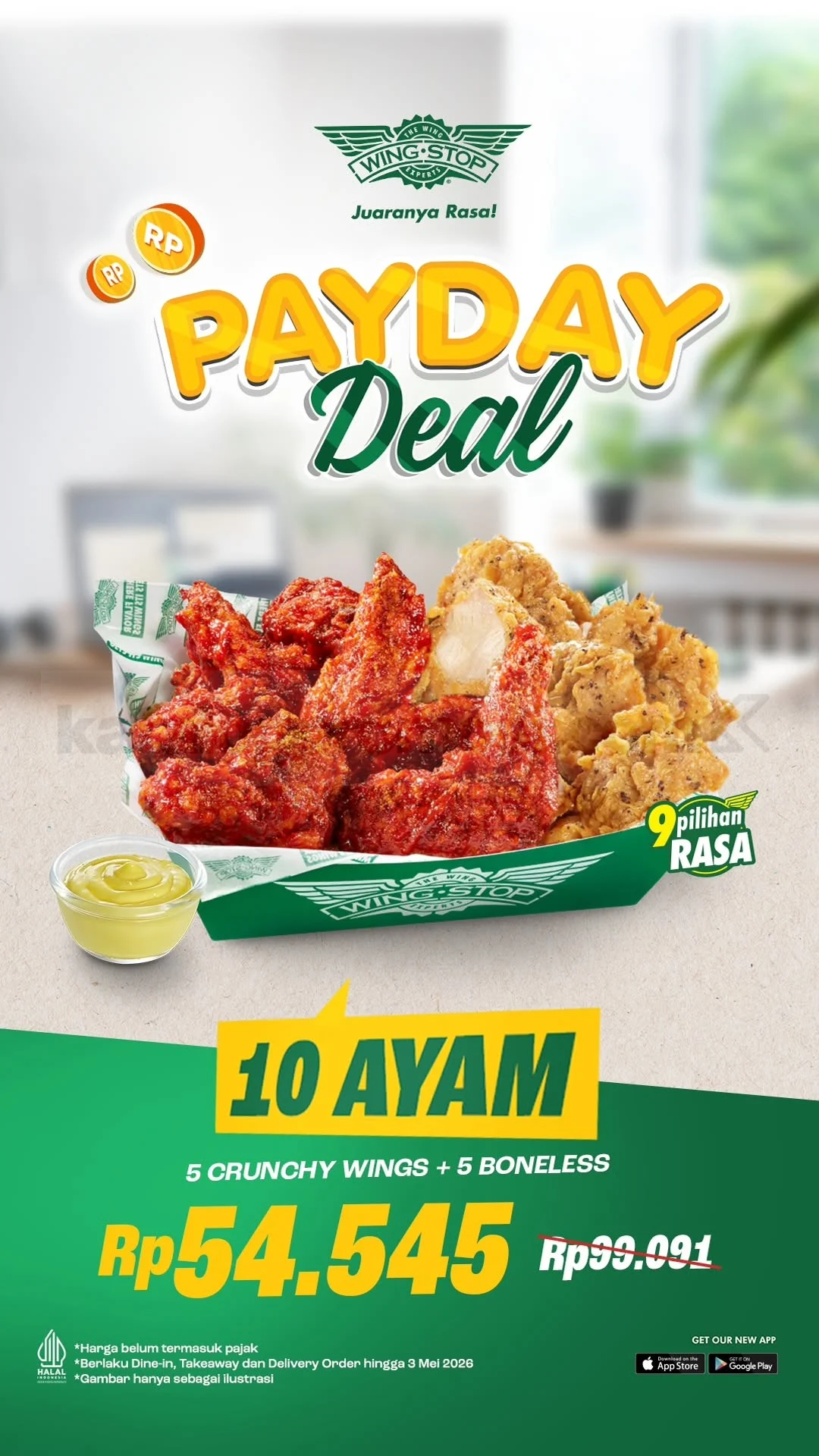 Promo Wingstop Payday Deal: 10 Ayam Cuma Rp54 Ribuan Saja!