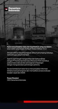 Tabrakan Kereta di Bekasi Timur, Rosan Roeslani Tekankan Fokus Evakuasi