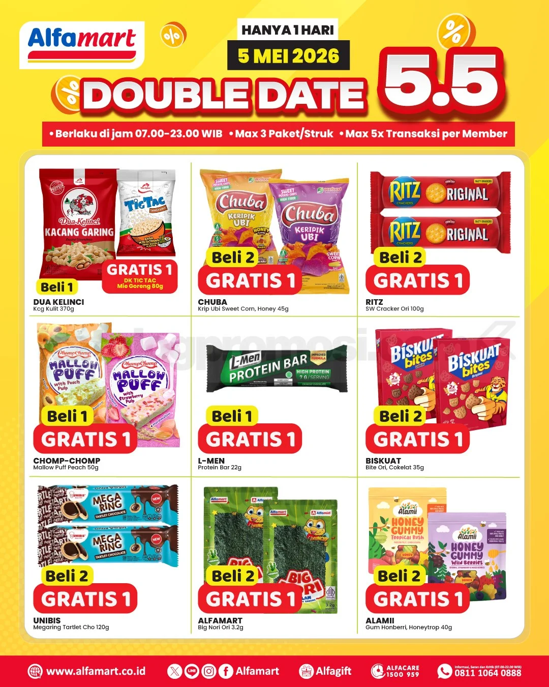 Alfamart 5.5 Double Date Sale: Beli 1 Gratis 1 & 2 Gratis 1!