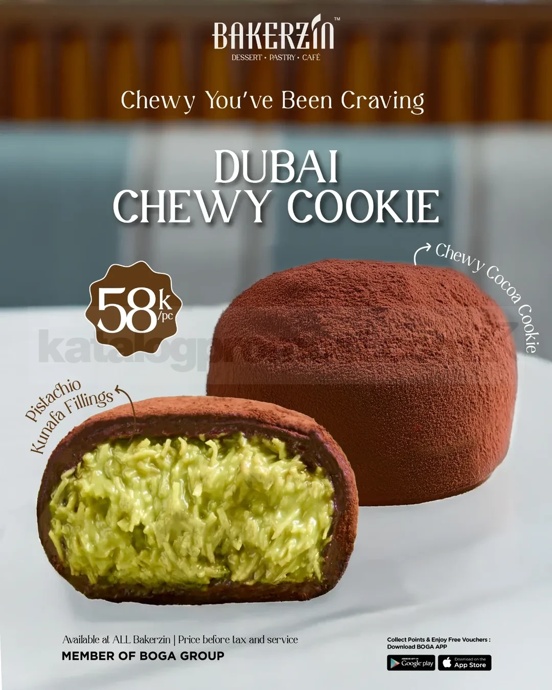 Bakerzin: Chewy Cookie Pistachio Kunafa Rp 58 Ribu