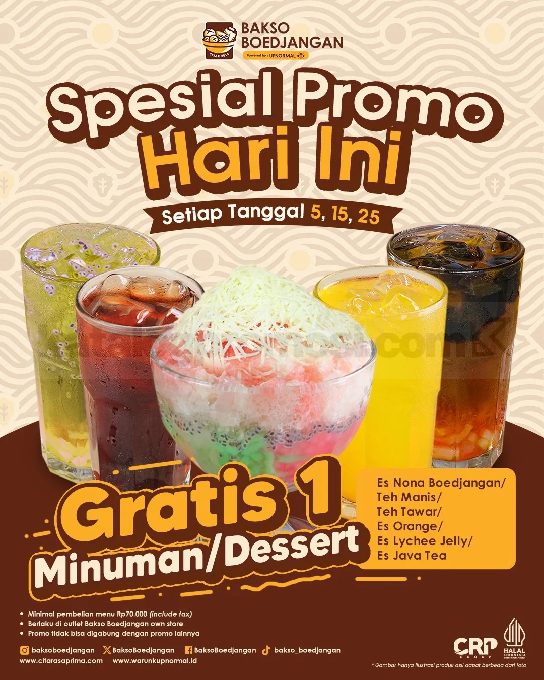 Bakso Boedjangan: Gratis Minuman/Dessert Spesial Mei 2026