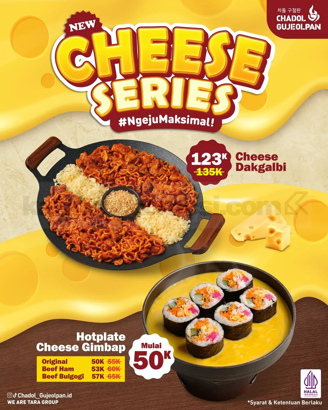 Chadol Gujeolpan: Cheese Series Rp 50 Ribu, Nikmati Gimbap Hotplate & Dakgalbi!