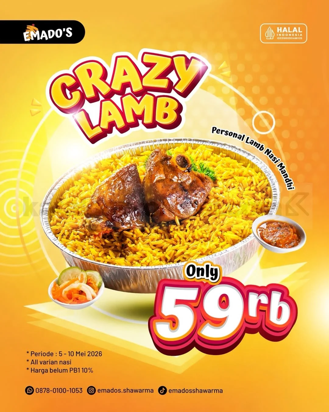 Emados Crazy Lamb: Nasi Timur Tengah Hemat Mei 2026