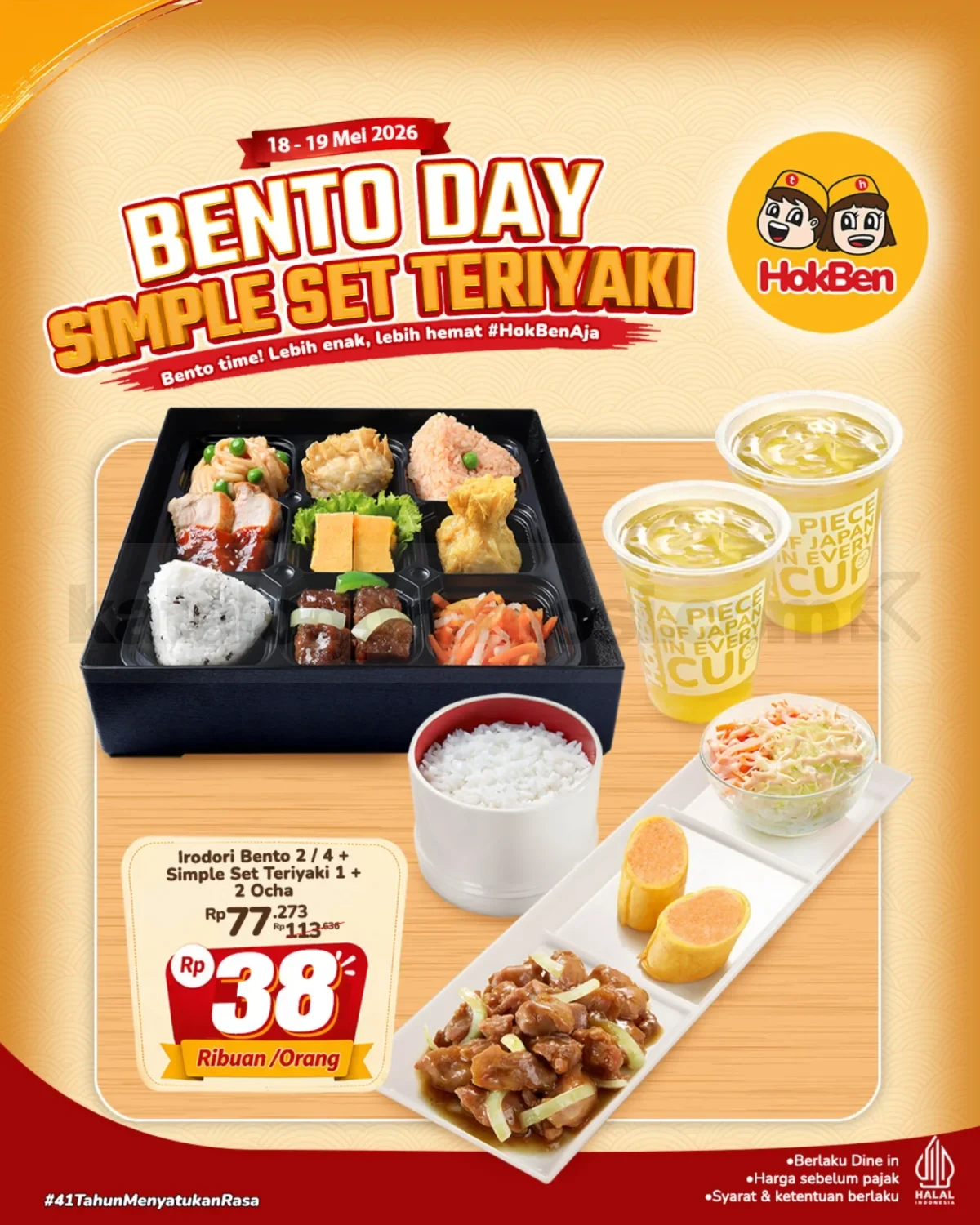 HokBen Bento Day Hemat Mulai Rp 38 Ribu, 18-19 Mei 2026