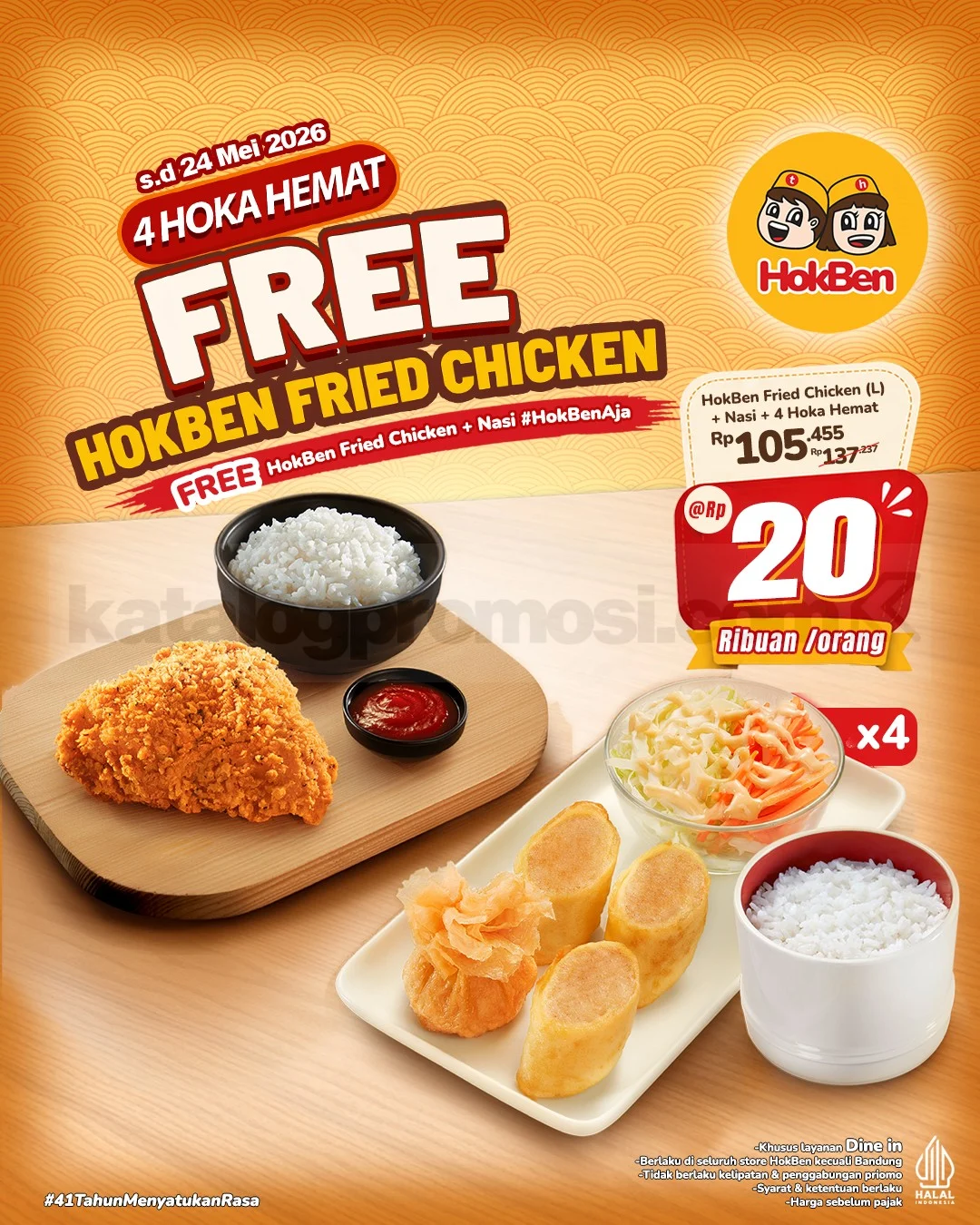 HokBen Tebar Bonus Fried Chicken & Nasi Gratis Hingga 2026