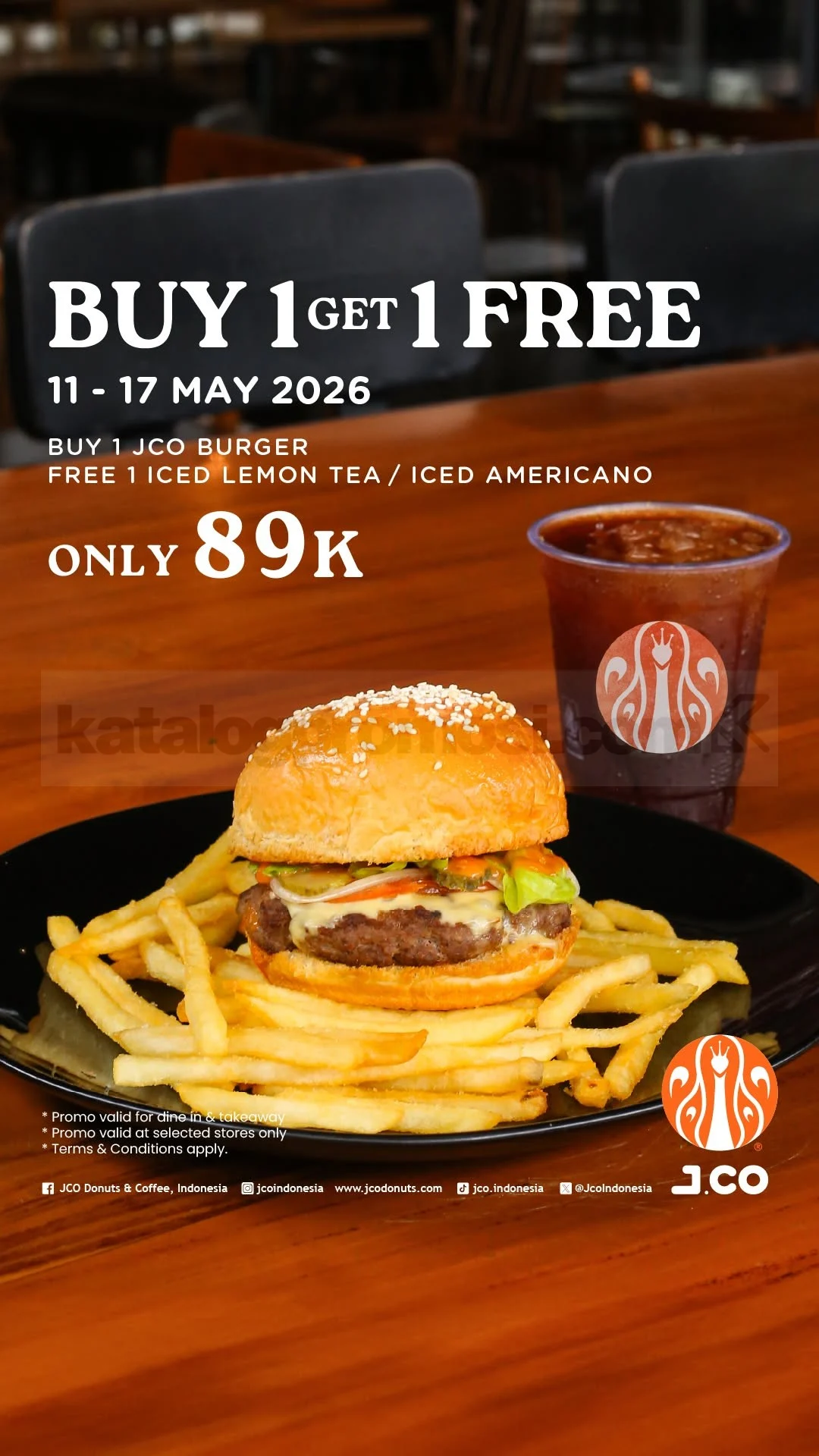 JCO Perfect Pairings: Burger Gratis Minuman, Cuma 89 Ribu!
