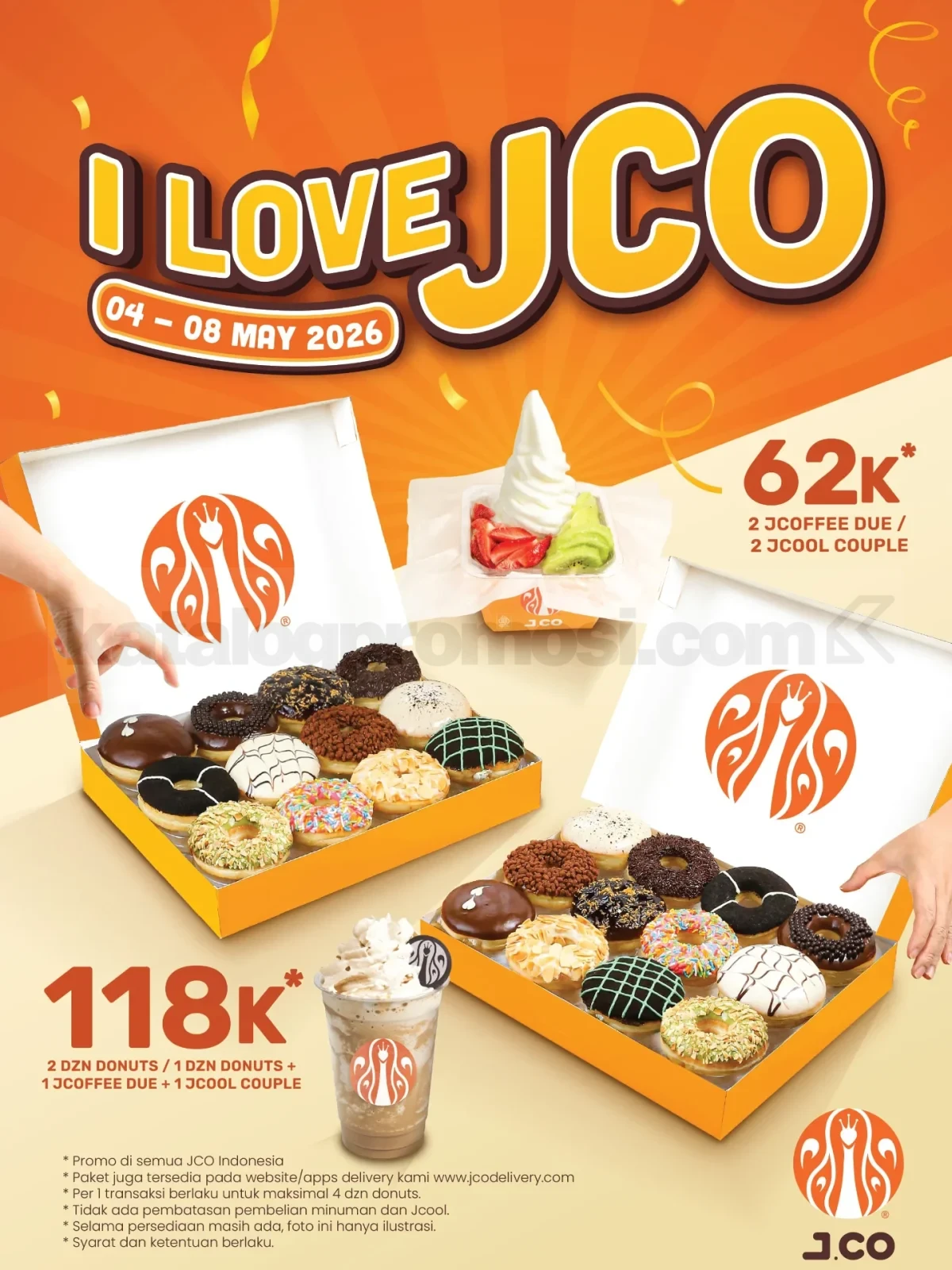 JCO: Promo 'I Love JCO' 2 Lusin Donuts Rp 118.000, 4-8 Mei 2026