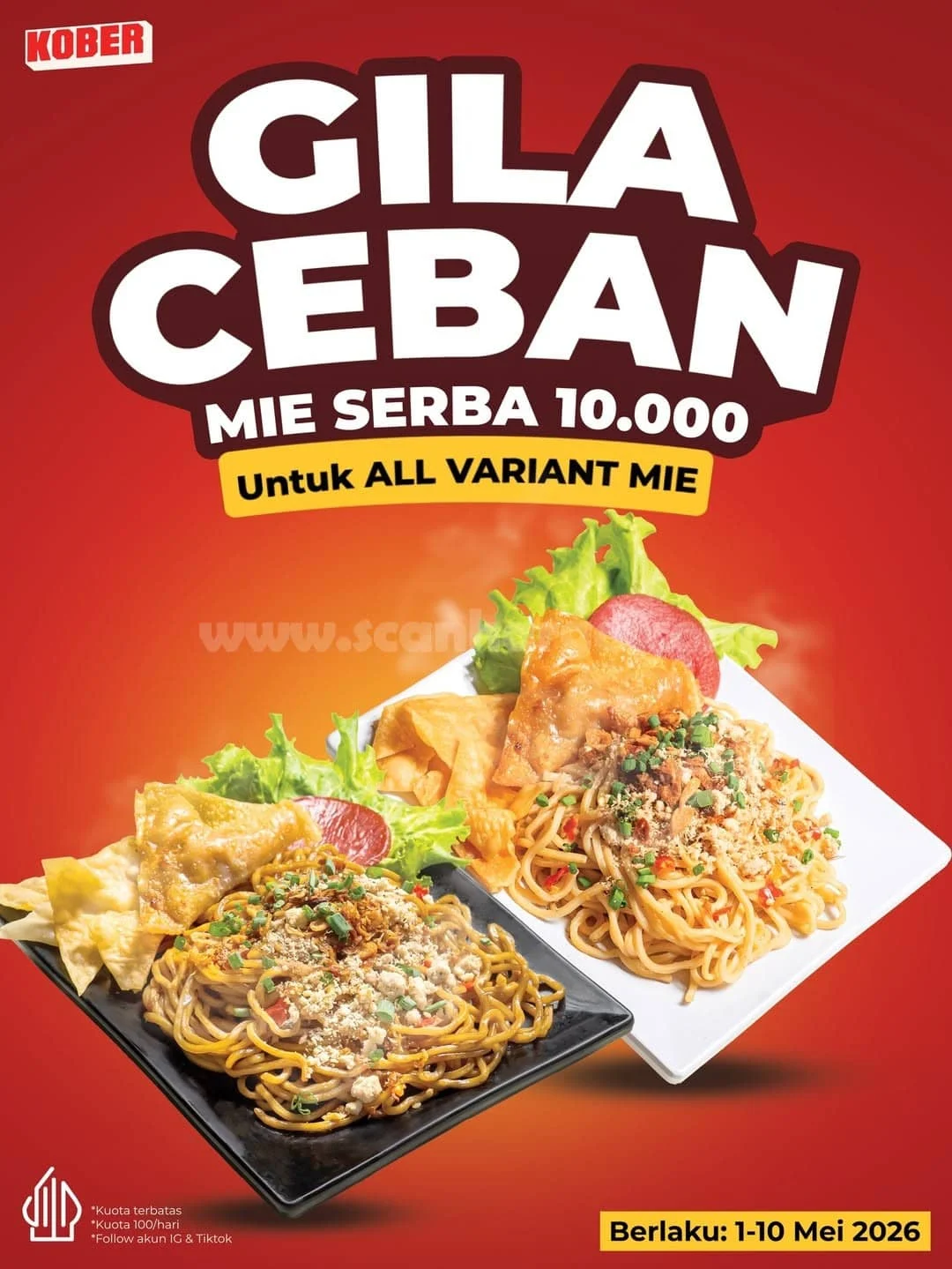 Kober Mie Tawarkan Promo Gila Ceban, Mie Rp 10.000!