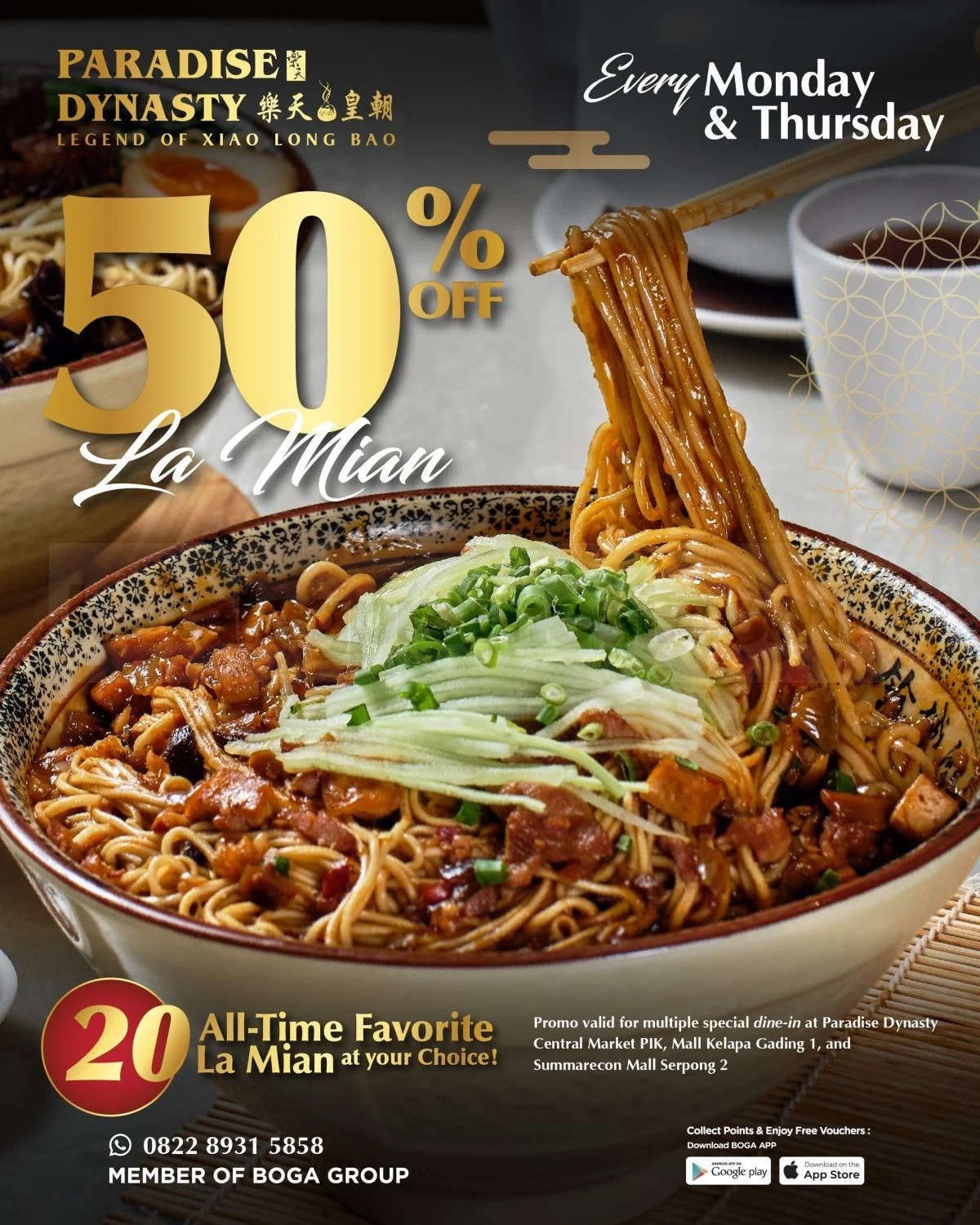 Paradise Dynasty: Diskon 50% La Mian Setiap Senin & Kamis!