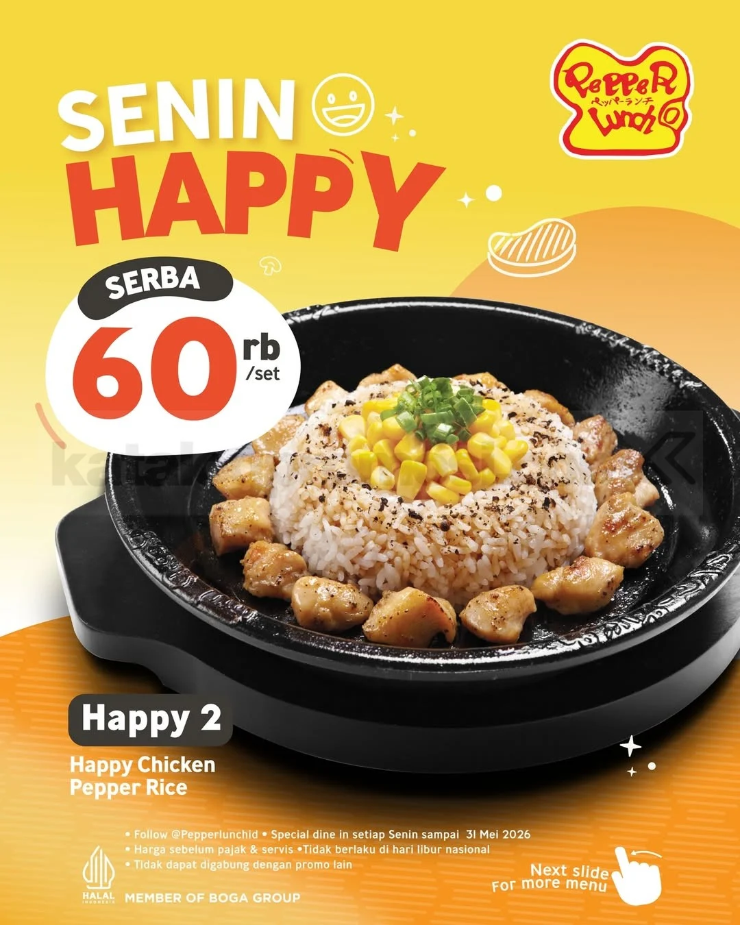 Pepper Lunch: Promo Senin Happy Menu, Nikmati Sizzling Hemat!