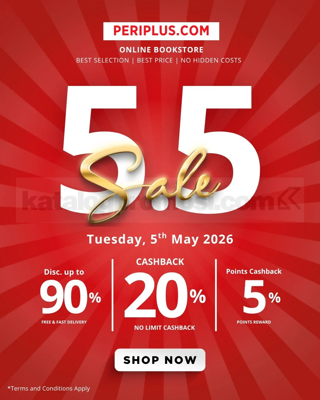 Periplus 5.5 Sale: Diskon Gila, Cashback Tanpa Batas!