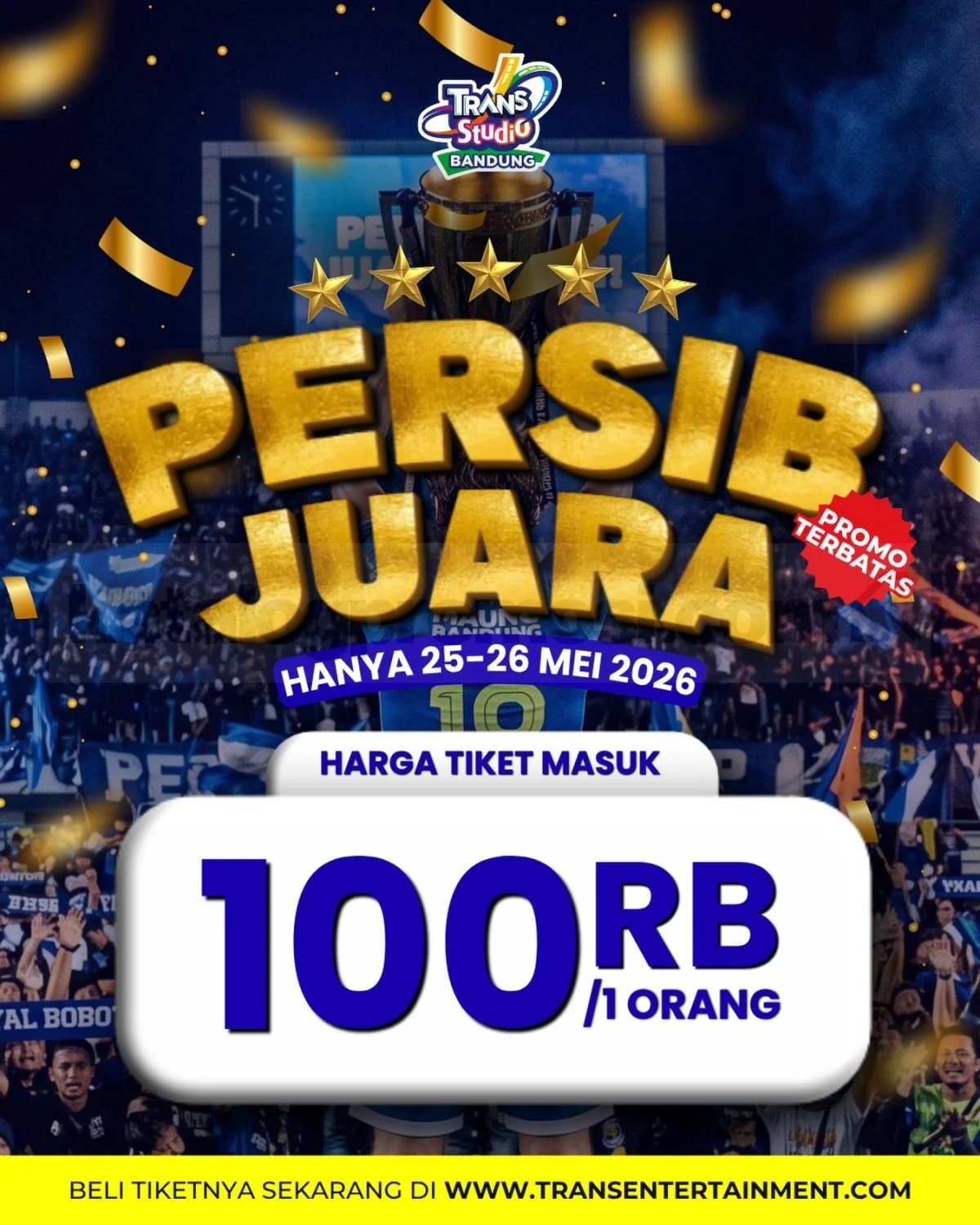 Persib Juara, Trans Studio Bandung Tawarkan Tiket Rp 100 Ribu!