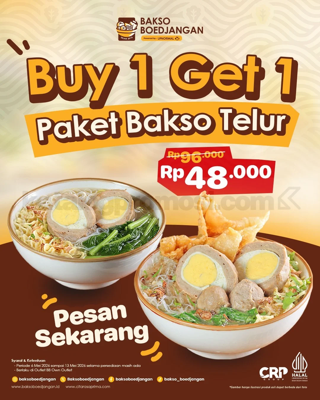 Promo Bakso Boedjangan: Buy 1 Get 1 Bakso Telur Hemat!