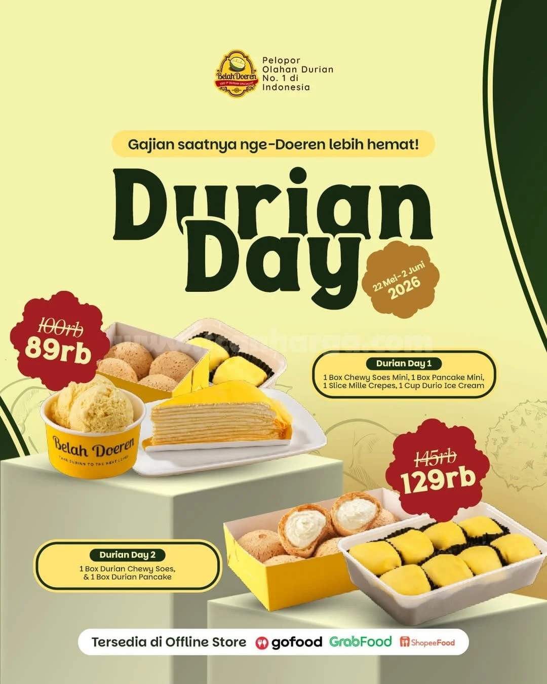 Promo Belah Doeren: Durian Day Hemat Mulai Rp 89 Ribu