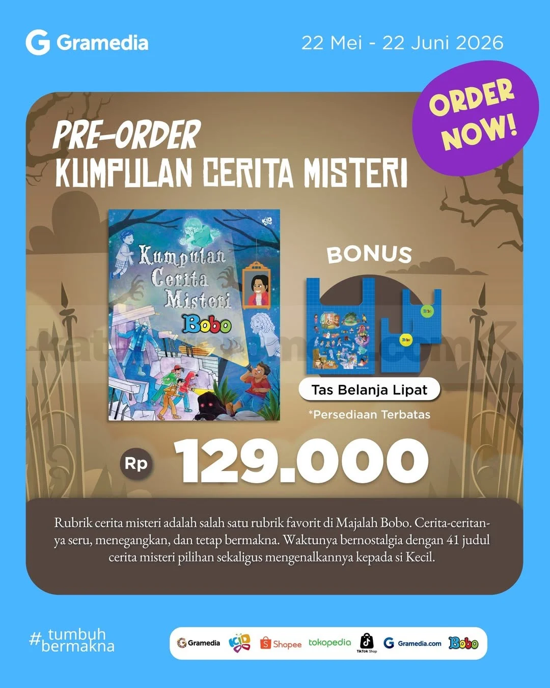Promo Bobo: Nostalgia Cerita Misteri Plus Tas Belanja Cantik