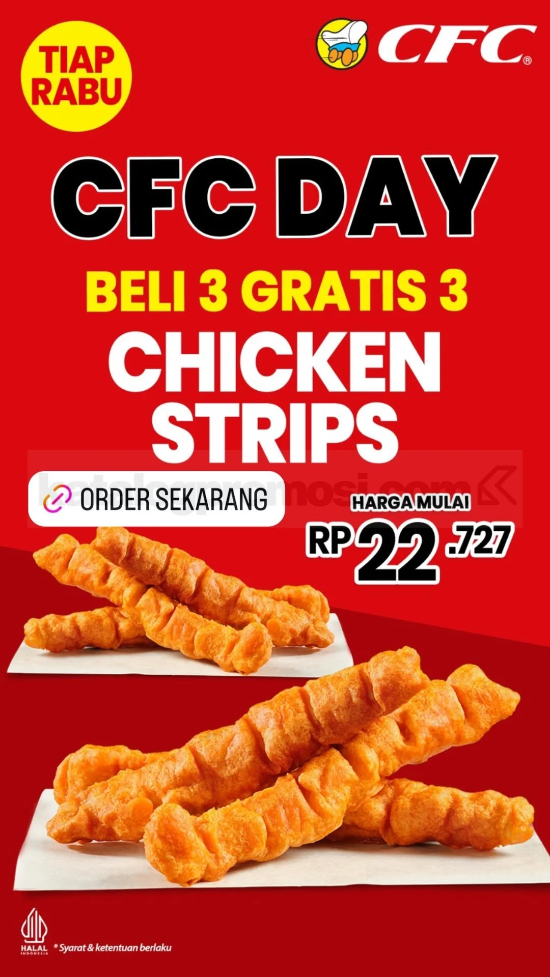 Promo CFC: Beli 3 Gratis 3 Chicken Strips Tiap Rabu!