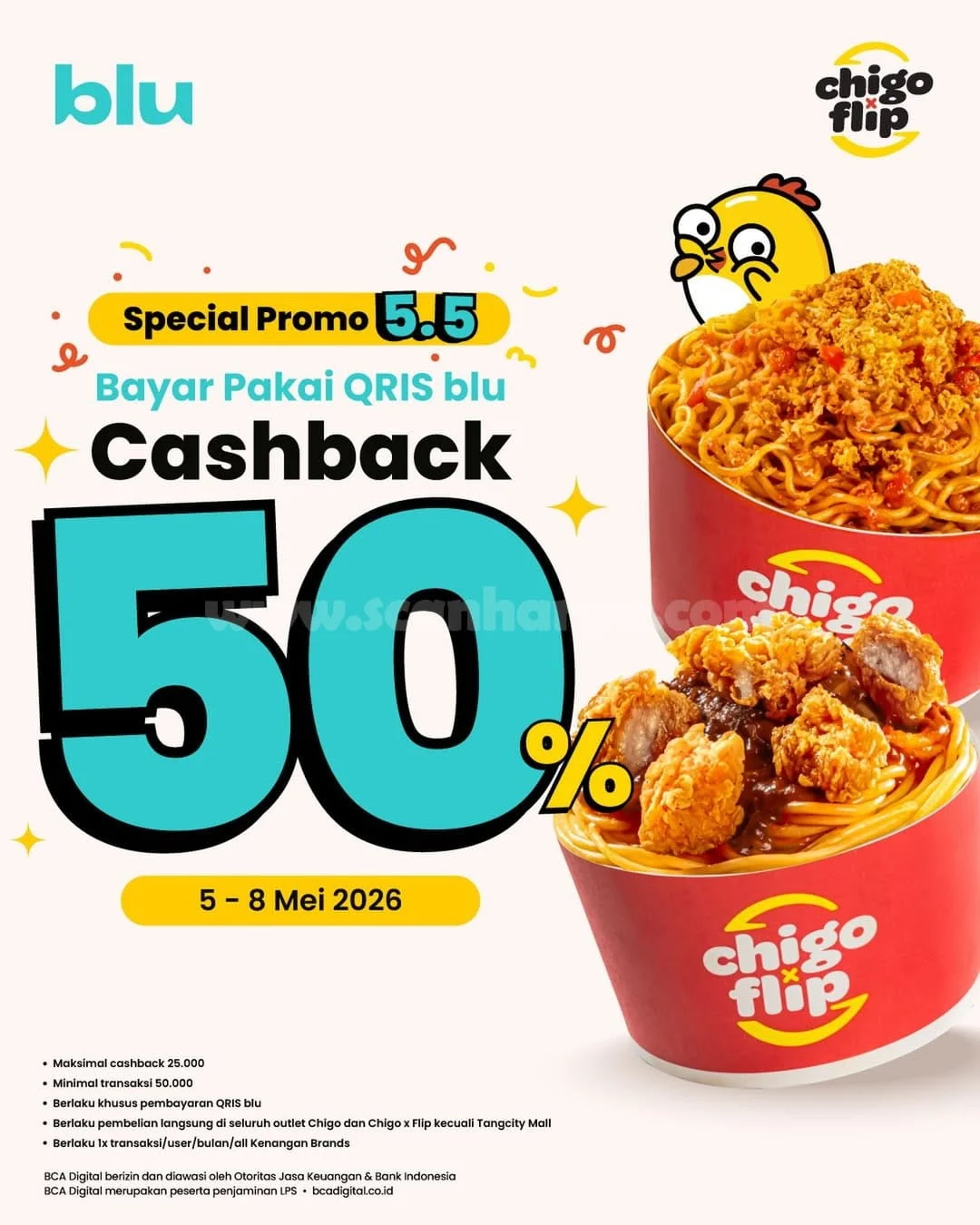 Promo Chigo x Flip 5.5: Cashback 50% Pakai QRIS blu Hingga Rp 25.000