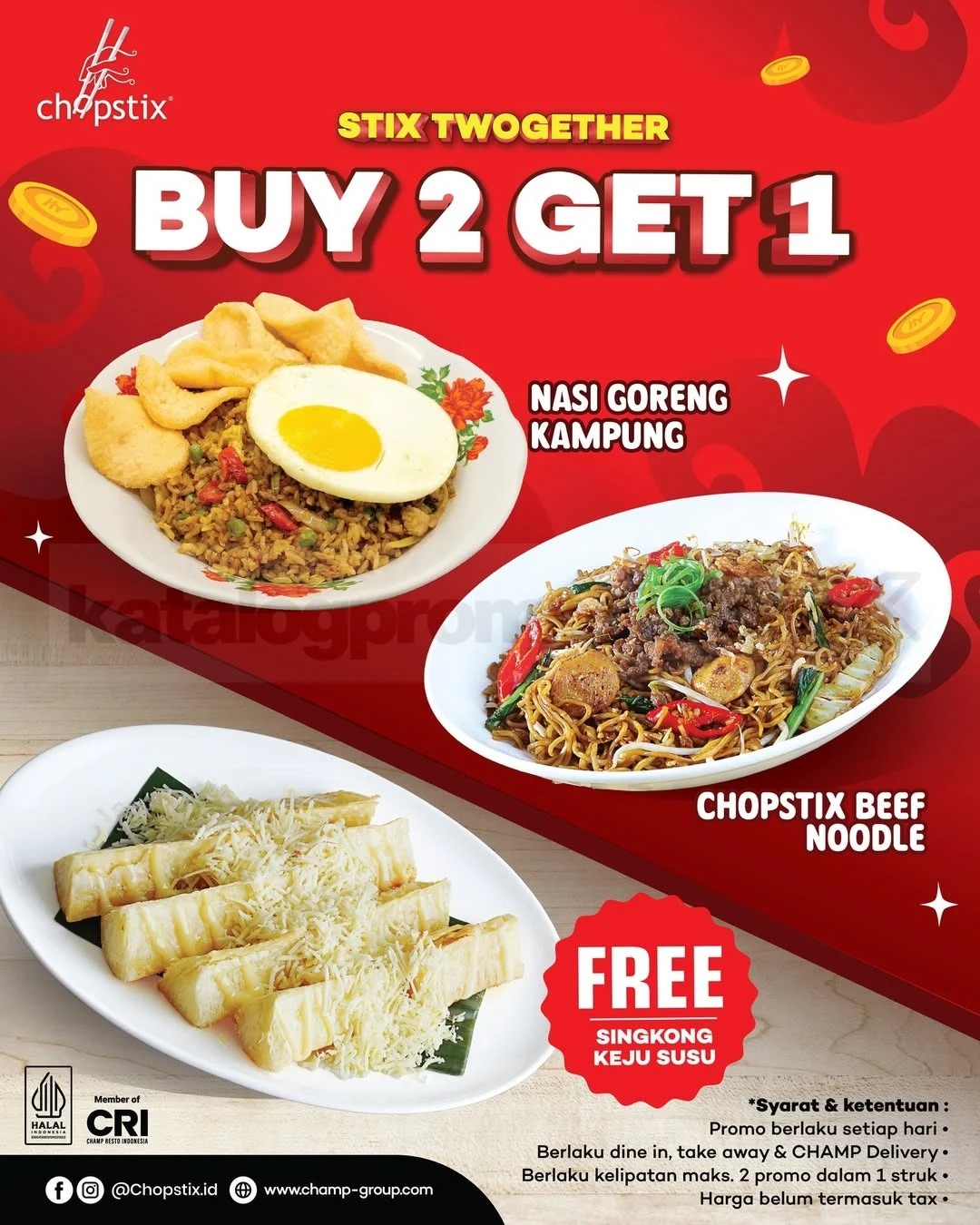 Promo Chopstix: Beli 2 Menu, Gratis Singkong Keju Susu!