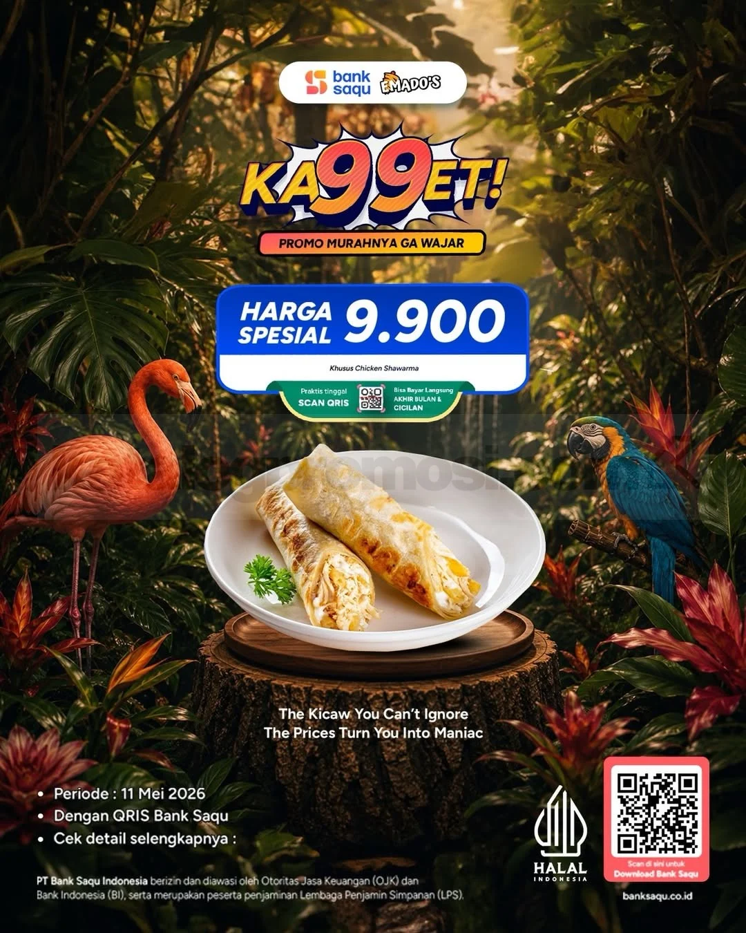 Promo Emado's: Shawarma Nikmat Rp 9.900 via QRIS Bank Saqu