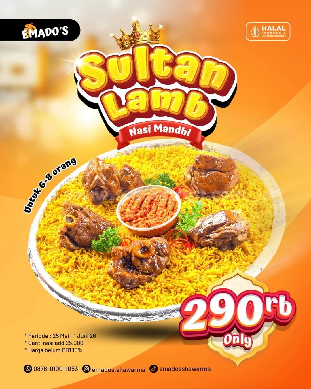 Promo Emados: Sultan Lamb Nasi Mandhi Rp 290 Ribu untuk Pesta