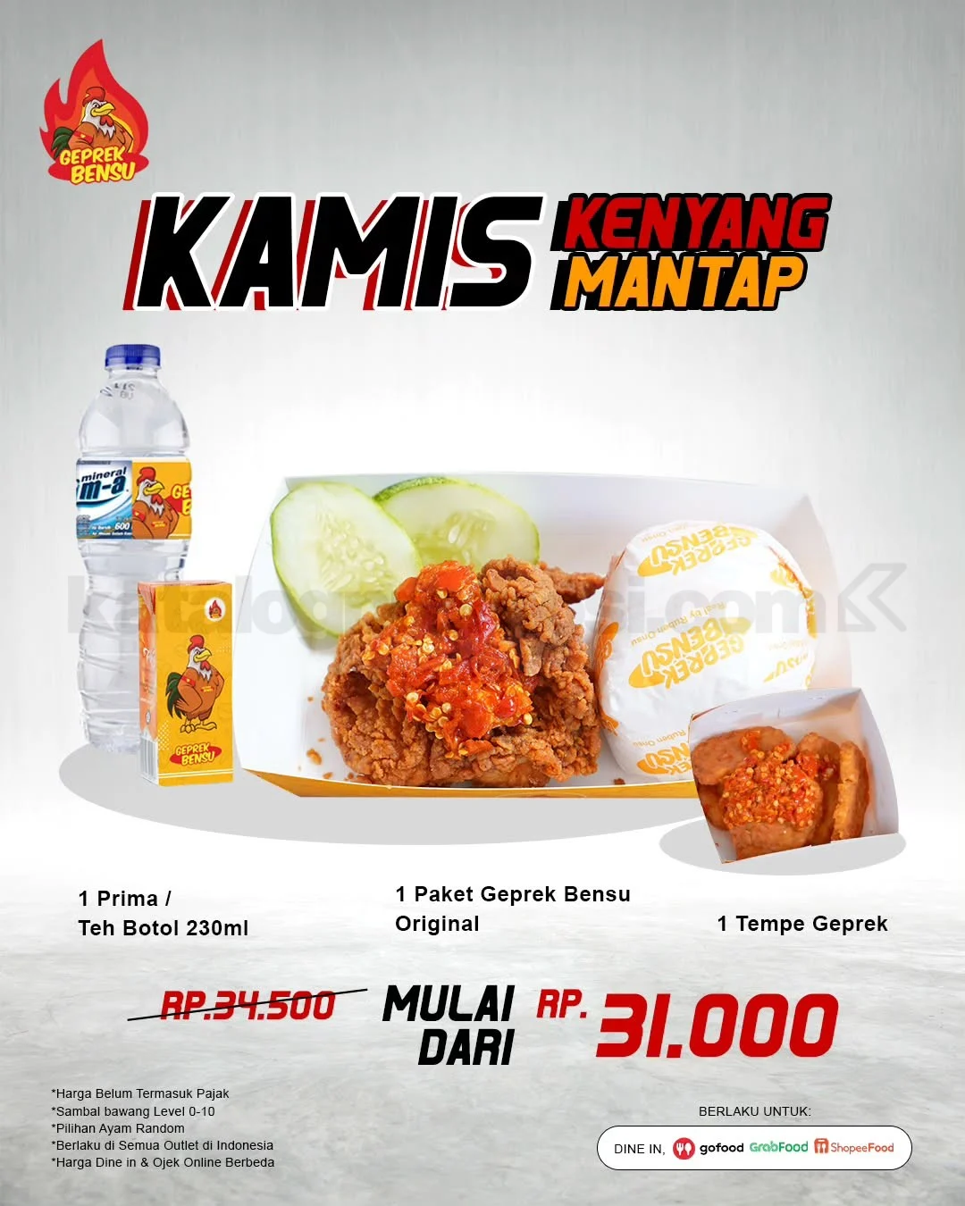Promo Geprek Bensu Kamis: Kenyang Hemat Mulai Rp 31.000!