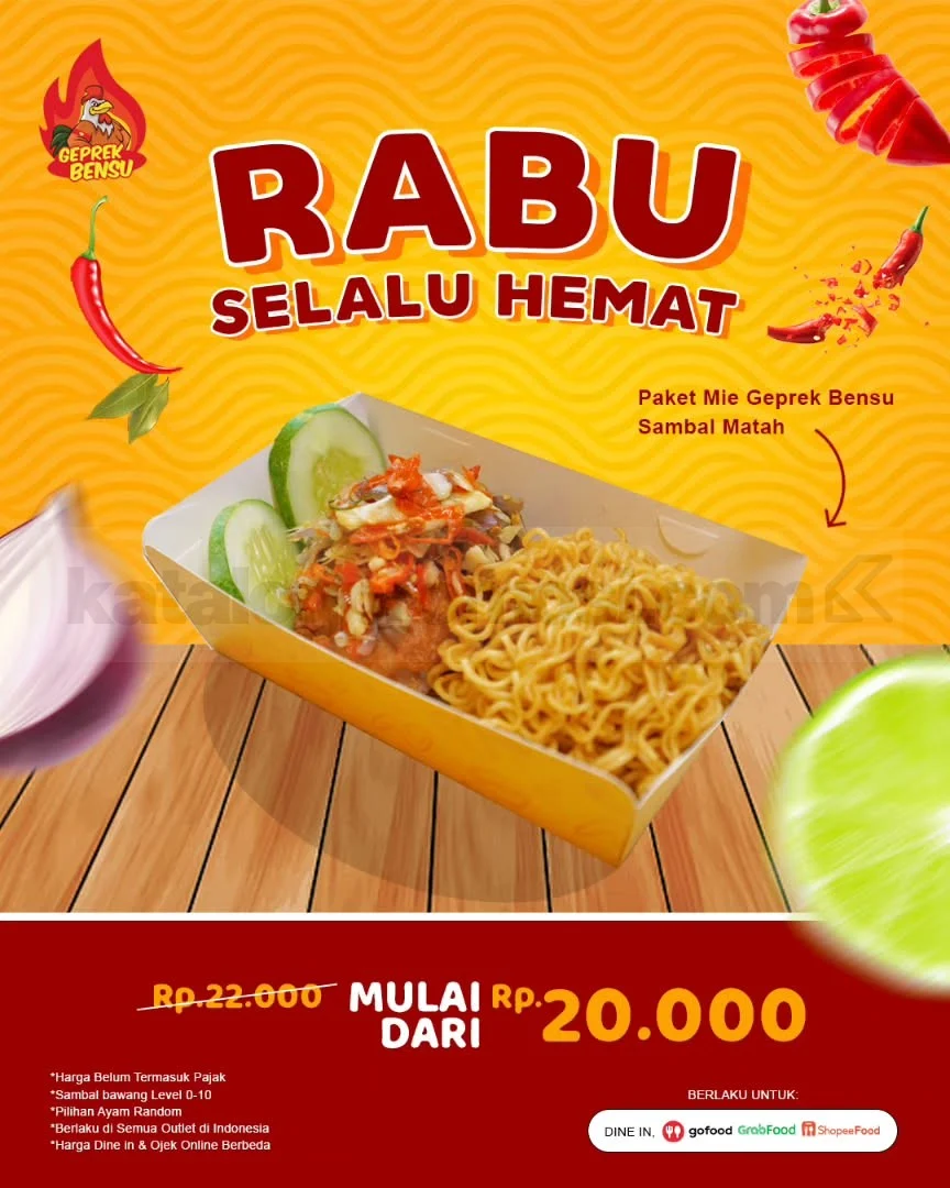 Promo Geprek Bensu: Paket Mie Hemat Mulai 20 Ribu!