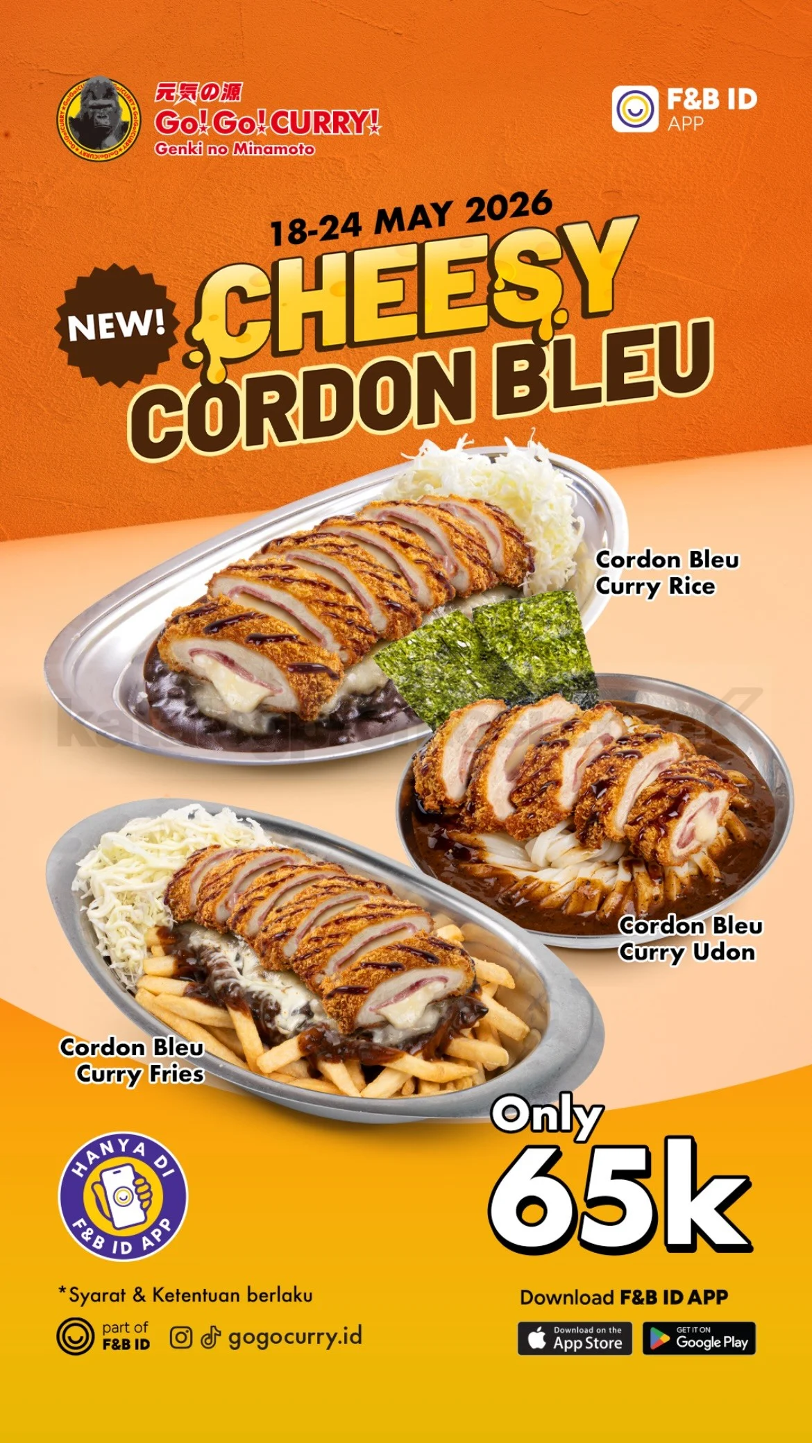 Promo Go! Go! CURRY! Cordon Bleu Spesial Rp 65.000 di F&B ID APP