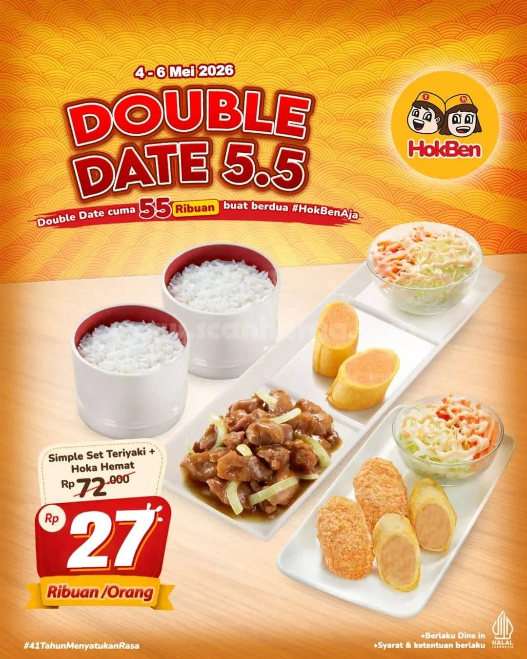 Promo HokBen Double Date 5.5: Paket Berdua Hemat Rp 55 Ribu