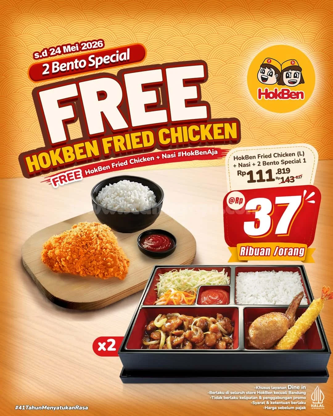 Promo HokBen: Fried Chicken Gratis Mulai Rp 20.000