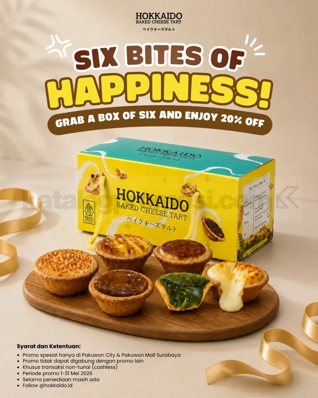 Promo Hokkaido Cheese Tart: Diskon 20% di Pakuwon Mall & City