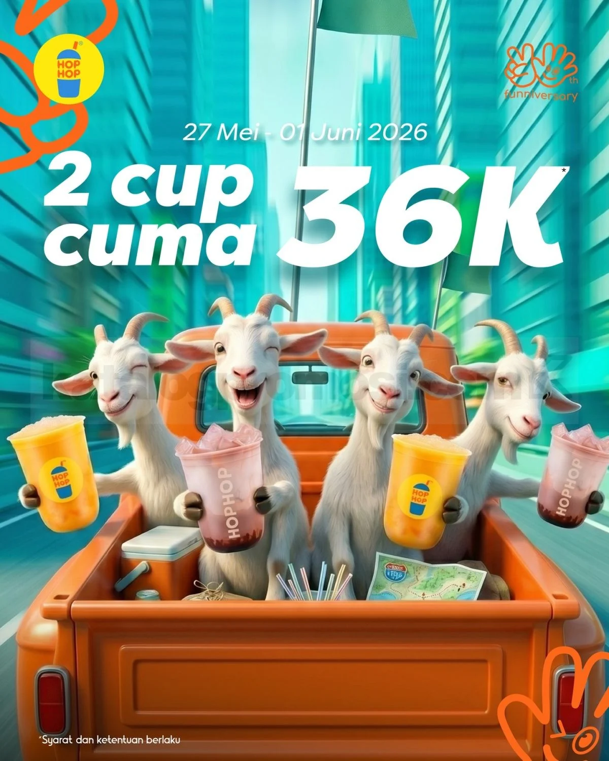 Promo HopHop: 2 Cup Rp 36.000, Hematnya Bikin Nagih!