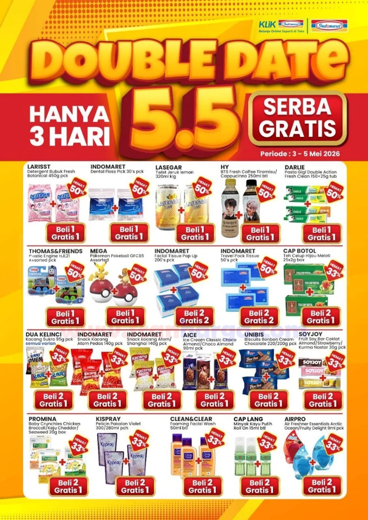 Promo Indomaret Double Date 5.5: Beli 1 Gratis 1, Hemat Hingga 50%!