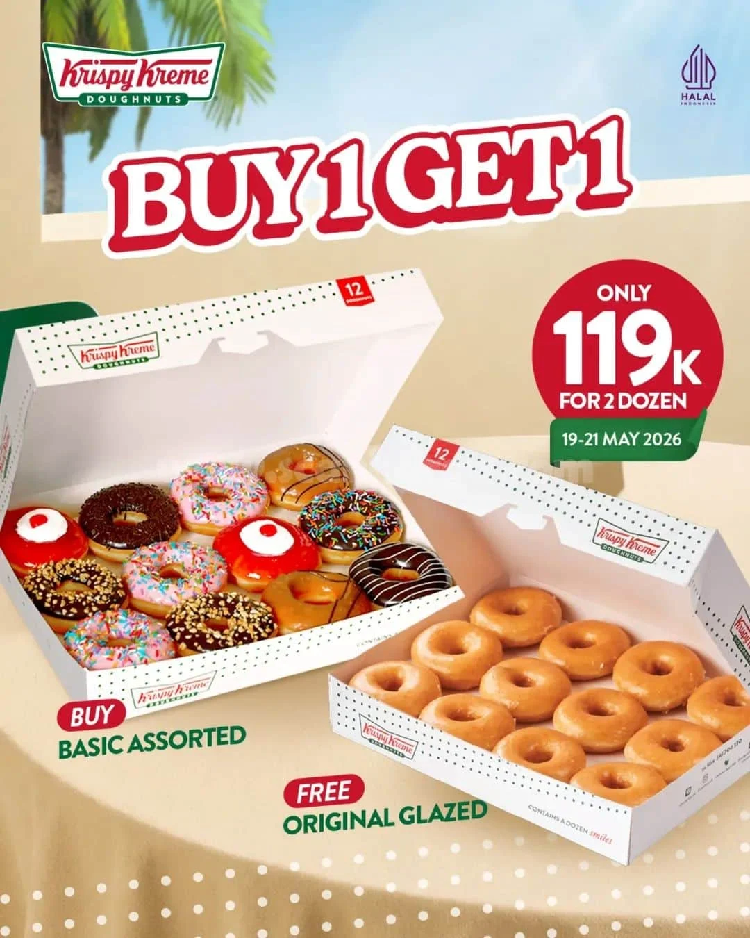 Promo Krispy Kreme: Beli 1 Lusin Gratis 1, Cukup Rp119 Ribu!