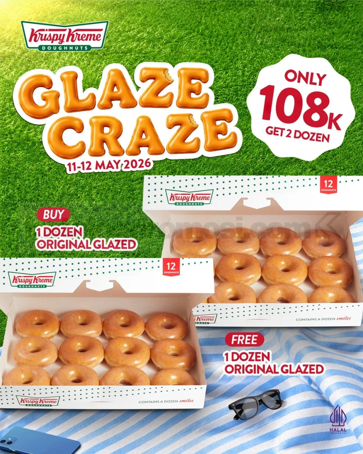Promo Krispy Kreme: Beli 1 Lusin Original Glazed, Gratis 1 Lusin!