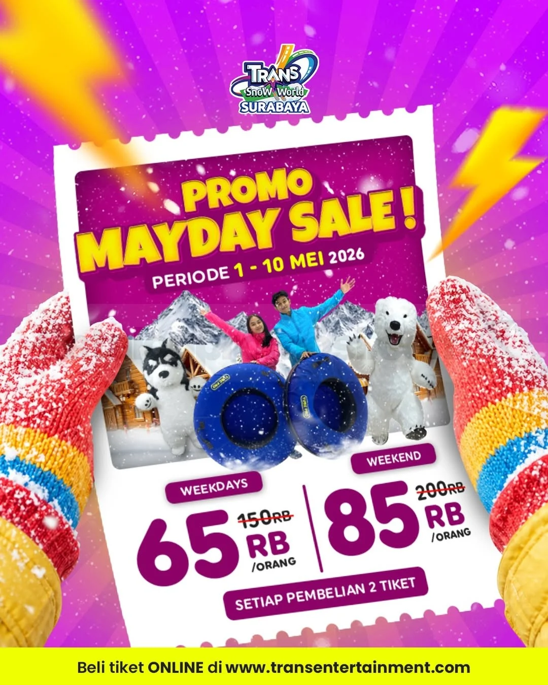 Promo MAYDAY SALE Trans Snow World Surabaya: Main Salju Hemat!