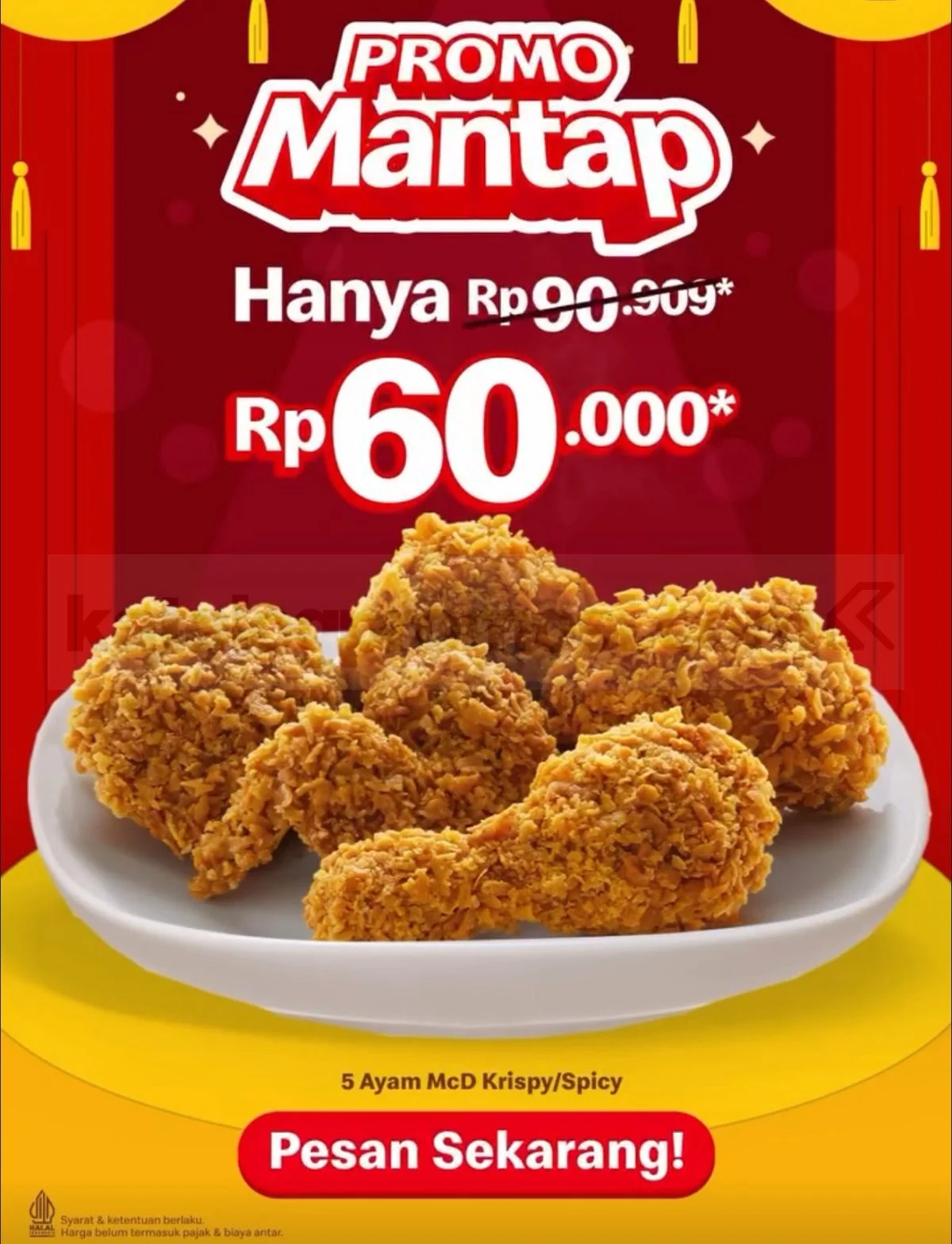 Promo McD Mantap Rabu: 5 Ayam Spesial Rp 60 Ribu Lewat Aplikasi