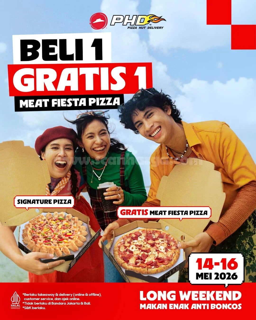 Promo Pizza Hut: Beli 1 Pizza Gratis 1 Spesial Akhir Pekan