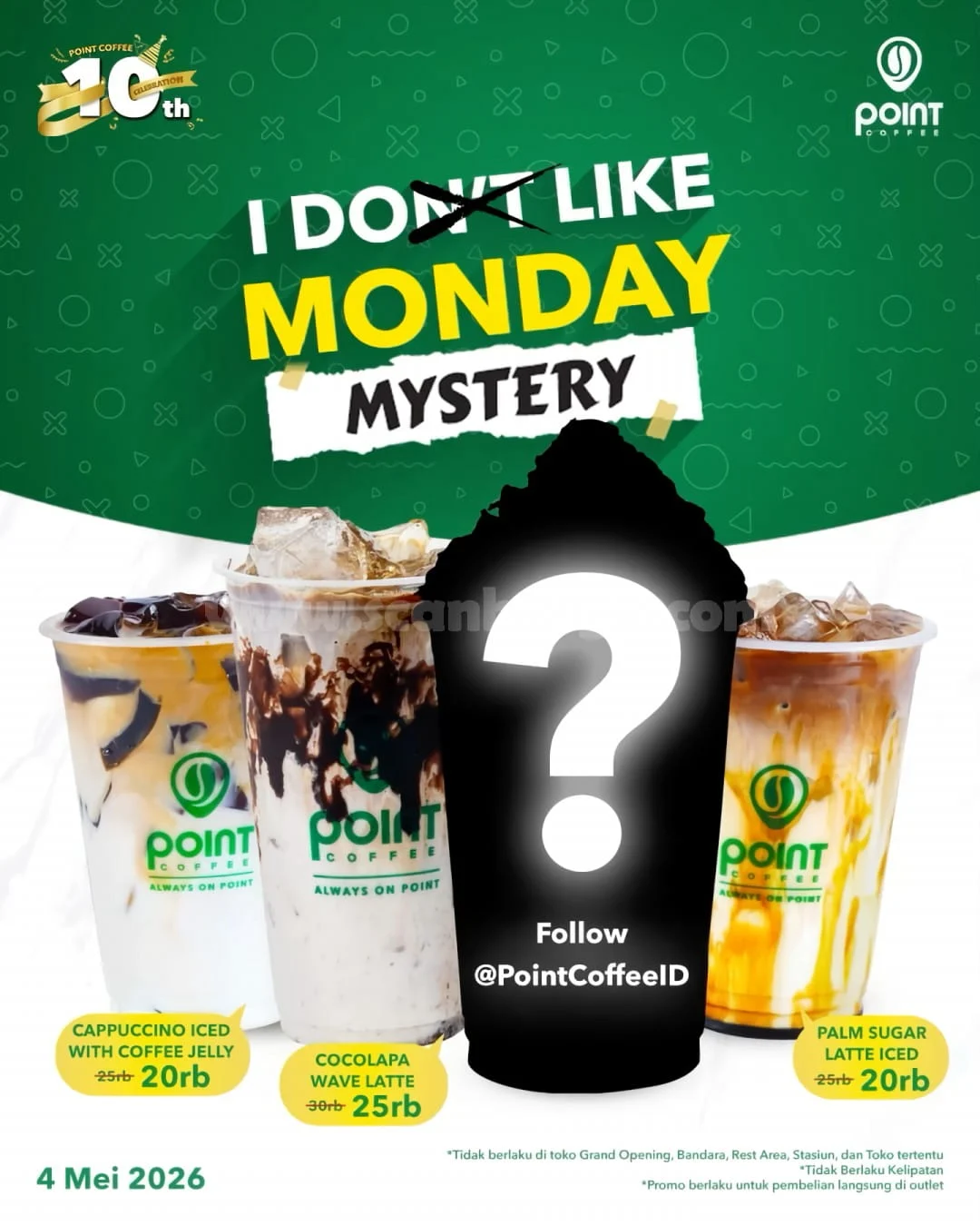 Promo Point Coffee: I Do Like Monday, Hanya Rp 20 Ribu!