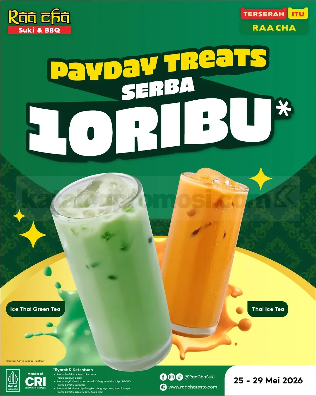 Promo Raa Cha: Thai Tea Hemat Rp 10 Ribu Saat Payday